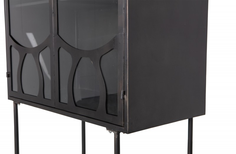 SEC GLASS DOOR BLACK METAL CABINET - CABINETS, SHELVES